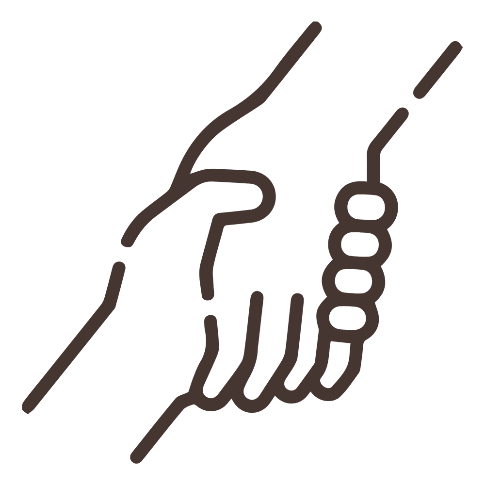 Icona due mani che si stringono e si danno la forza di continuare - Supporto psicologico malattie organiche